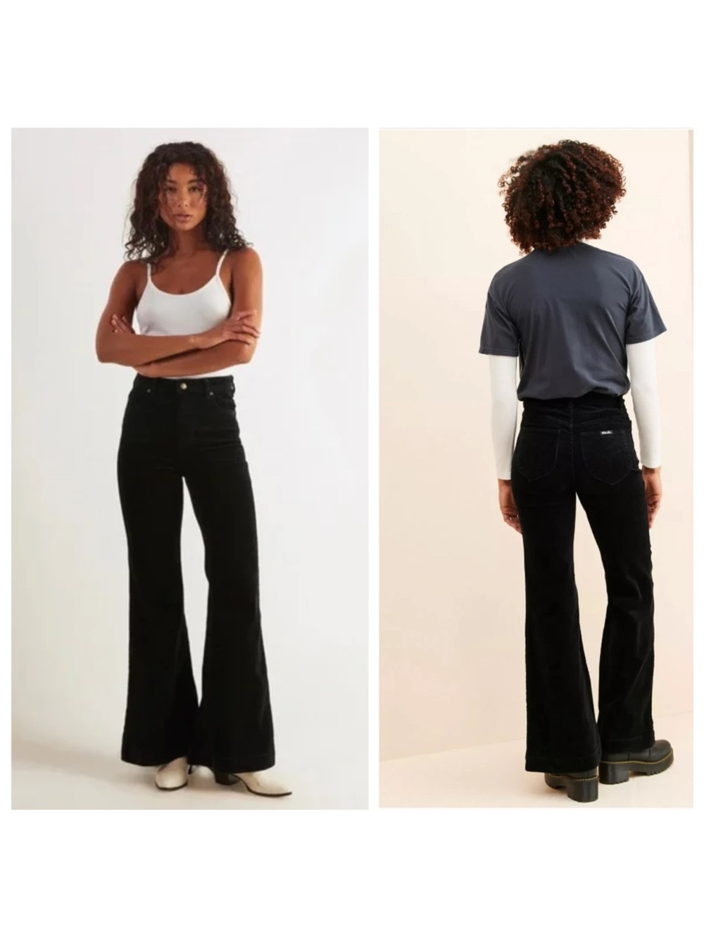 Rolla's Eastcoast Flare High Rise Corduroy Jeans Pants Black Size 29 NWT